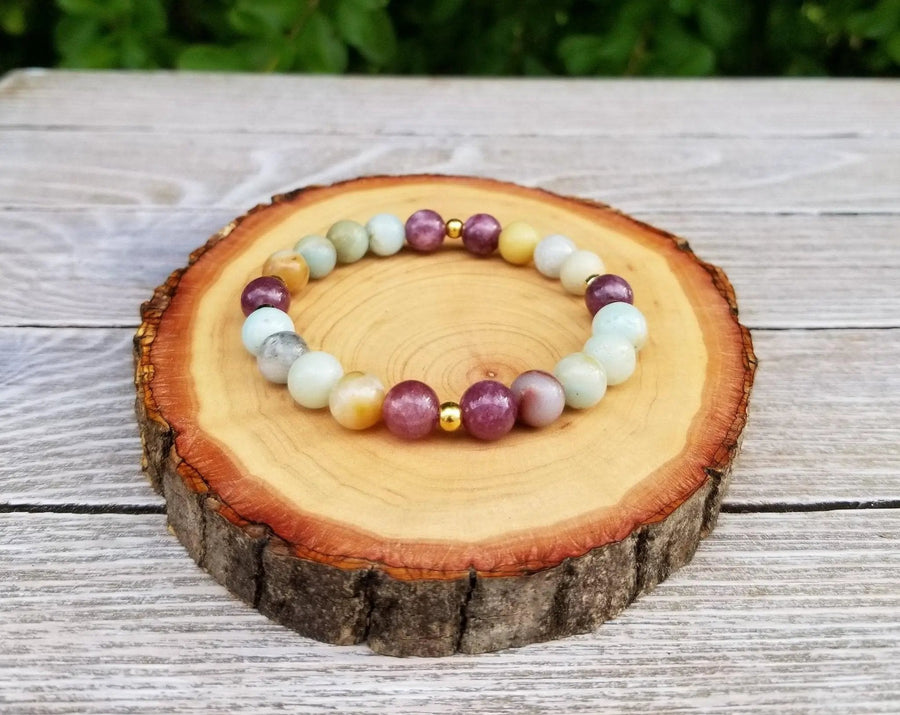 Calming Peace Bracelet with Amazonite & Lepidolite - Brahmatells Astro Collection by Brahmatells