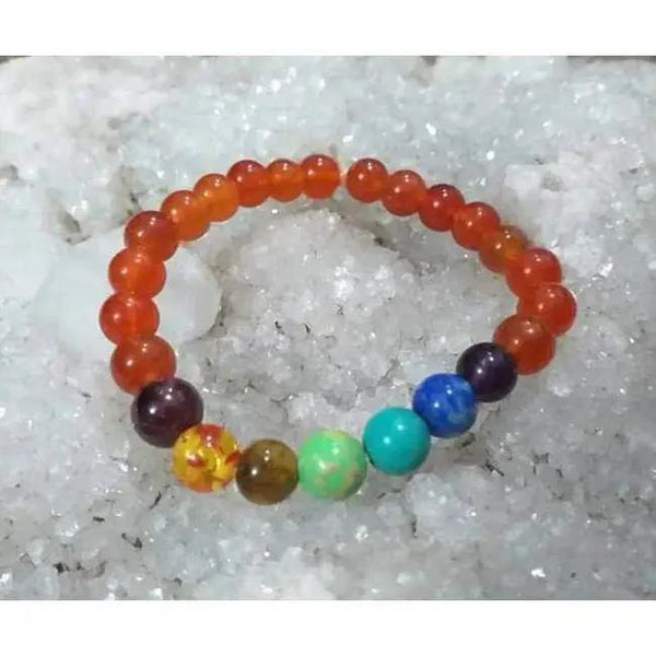 Carnelian & 7 Chakra Bracelet for Vitality & Creativity | Brahmatells by Brahmatells
