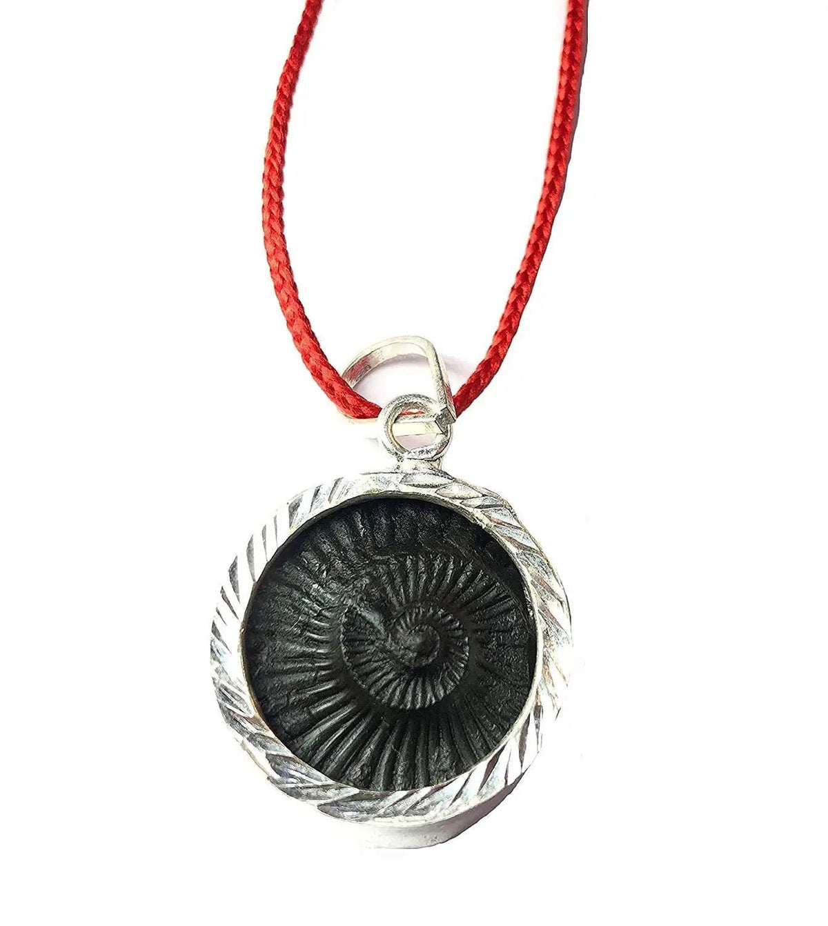 Chakra Shaligram Silver Plated Pendant. by Brahmatells