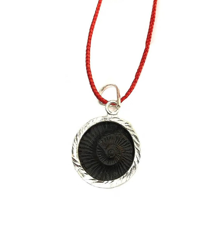 Chakra Shaligram Silver Plated Pendant. by Brahmatells