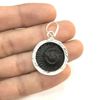Chakra Shaligram Silver Plated Pendant. by Brahmatells