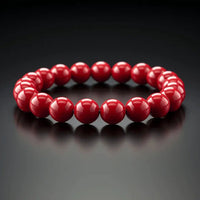 Cherry Red Coral Round Bracelet - Mars Harmony Accessory | Brahmatells by Brahmatells