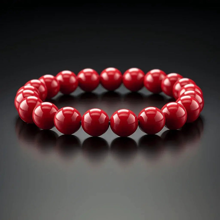 Cherry Red Coral Round Bracelet - Mars Harmony Accessory | Brahmatells by Brahmatells