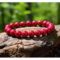 Cherry Red Coral Round Bracelet - Mars Harmony Accessory | Brahmatells by Brahmatells