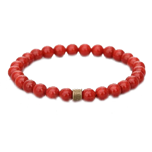 Cherry Red Coral Round Bracelet - Mars Harmony Accessory | Brahmatells by Brahmatells