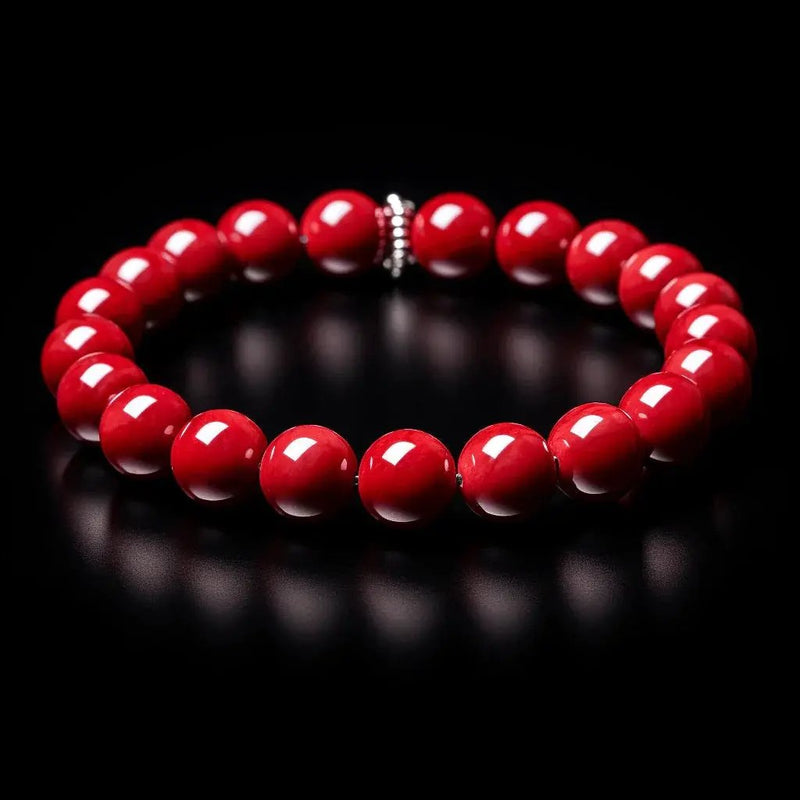 Cherry Red Coral Round Bracelet - Mars Harmony Accessory | Brahmatells by Brahmatells
