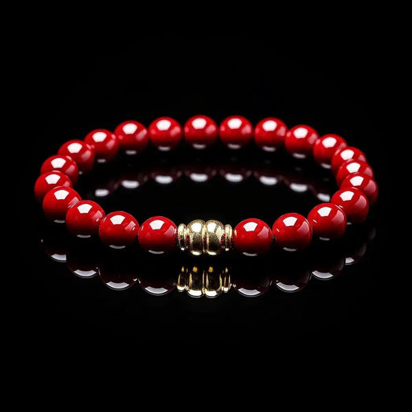 Cherry Red Coral Round Bracelet - Mars Harmony Accessory | Brahmatells by Brahmatells