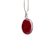 Cherry Red Ruby Manak Pendant in Silver - Sun's Vitality | Brahmatells by Brahmatells