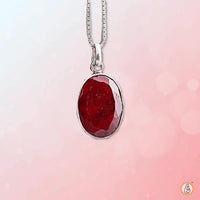 Cherry Red Ruby Manak Pendant in Silver - Sun's Vitality | Brahmatells by Brahmatells
