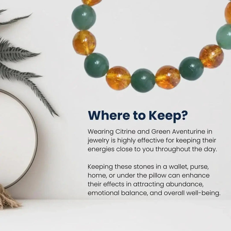 Citrine & Green Aventurine Wealth Bracelet | Business Success & Opportunity by Brahmatells