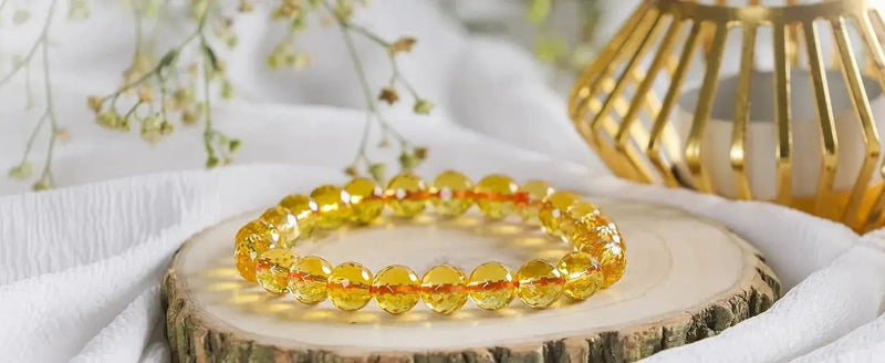 Citrine Diamond Cut Bracelet - 8mm Beads for Men & Women by Brahmatells