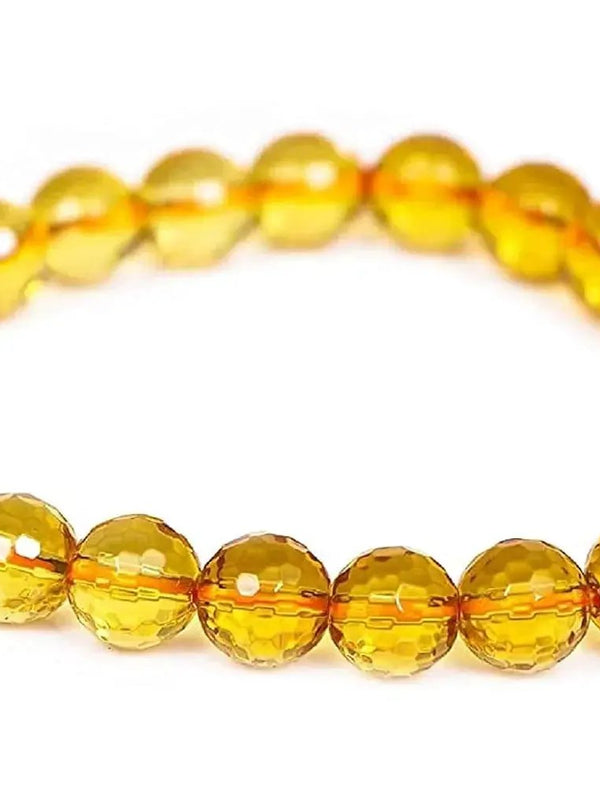 Citrine Diamond Cut Bracelet - 8mm Beads for Men & Women by Brahmatells