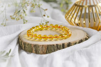 Citrine Diamond Cut Bracelet - 8mm Beads for Men & Women by Brahmatells