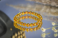 Citrine Diamond Cut Bracelet - 8mm Beads for Men & Women by Brahmatells