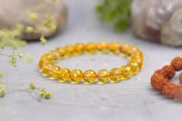 Citrine Diamond Cut Bracelet - 8mm Beads for Men & Women by Brahmatells
