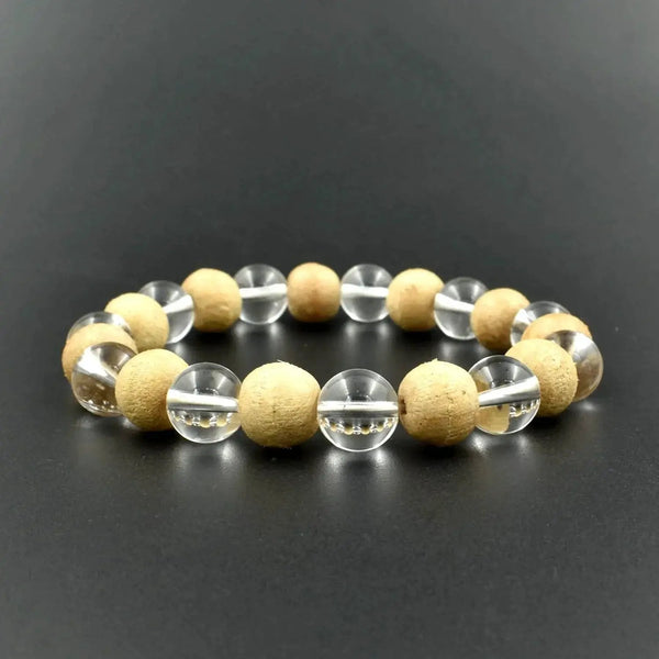 Clear Quartz & Wood Healing Bracelet | Brahmatells by Brahmatells