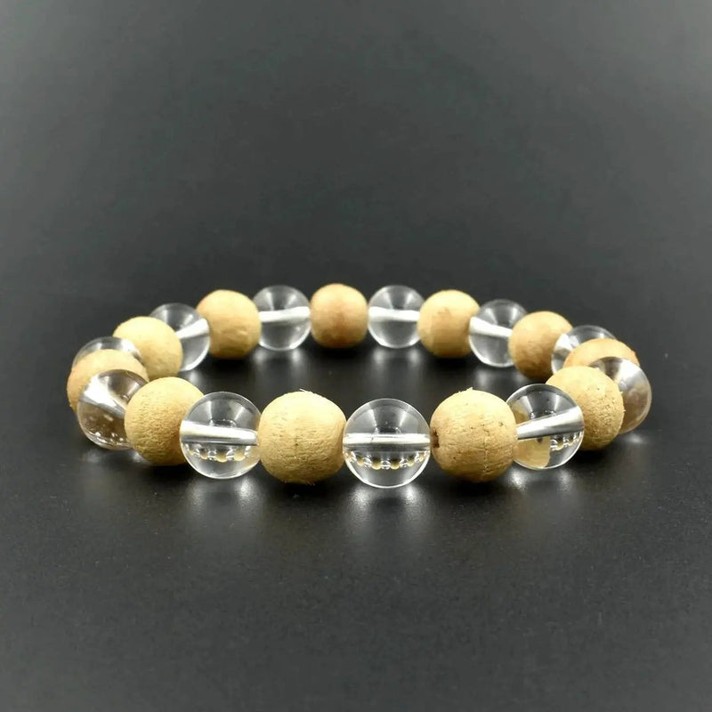 Clear Quartz & Wood Healing Bracelet | Brahmatells by Brahmatells