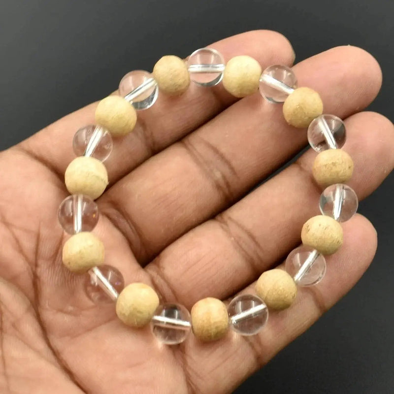 Clear Quartz & Wood Healing Bracelet | Brahmatells by Brahmatells