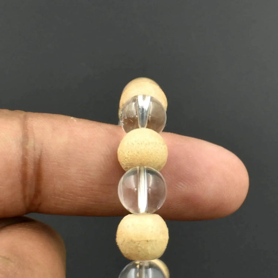 Clear Quartz & Wood Healing Bracelet | Brahmatells by Brahmatells