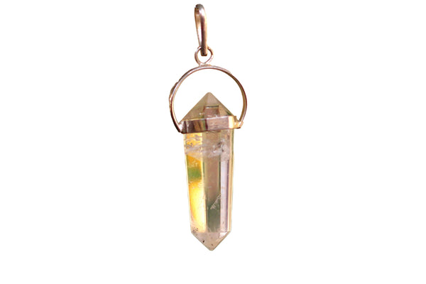 Clear Quartz Crystal Double Side Pendant by Brahmatells