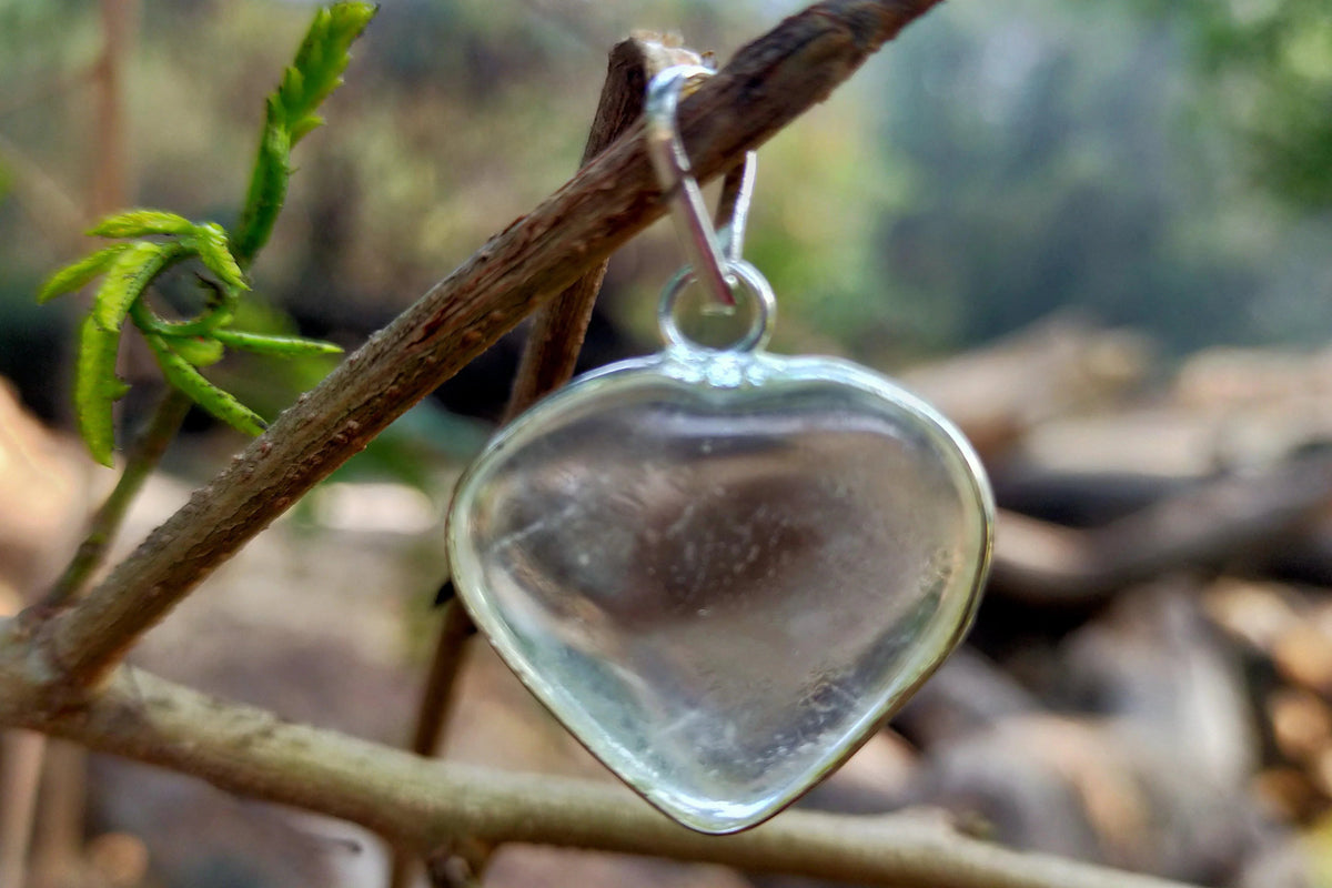 Clear Quartz Crystal Heart Pendant by Brahmatells
