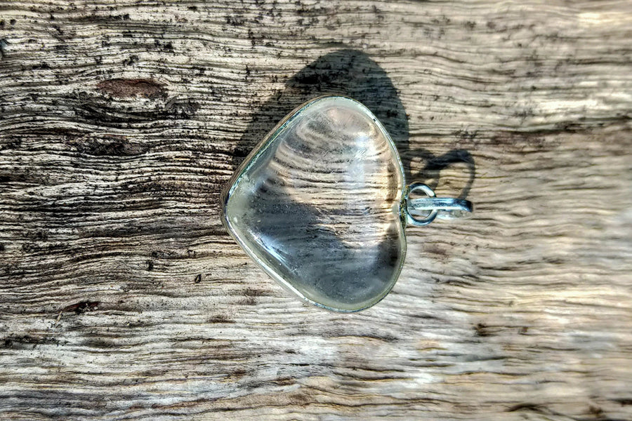 Clear Quartz Crystal Heart Pendant by Brahmatells