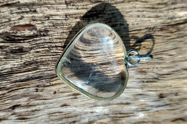 Clear Quartz Crystal Heart Pendant by Brahmatells