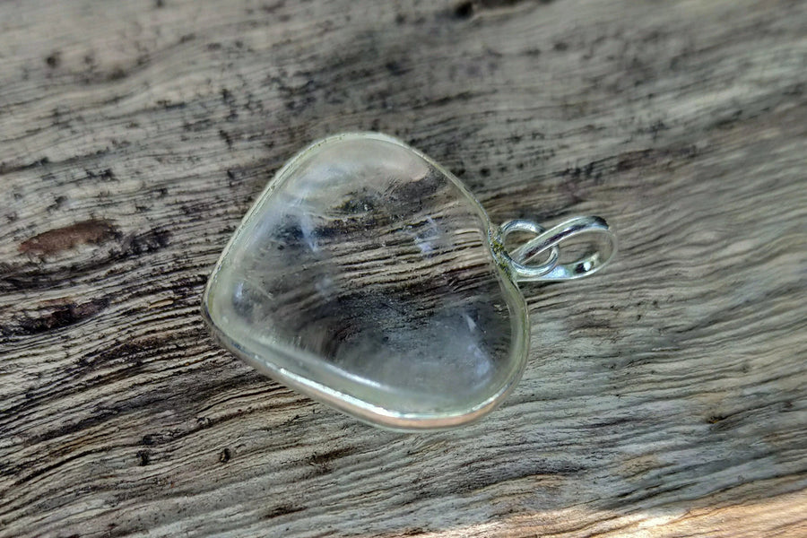 Clear Quartz Crystal Heart Pendant by Brahmatells