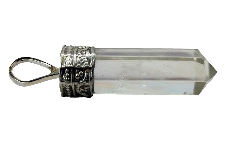 Clear Quartz Crystal Pencil Pendant by Brahmatells