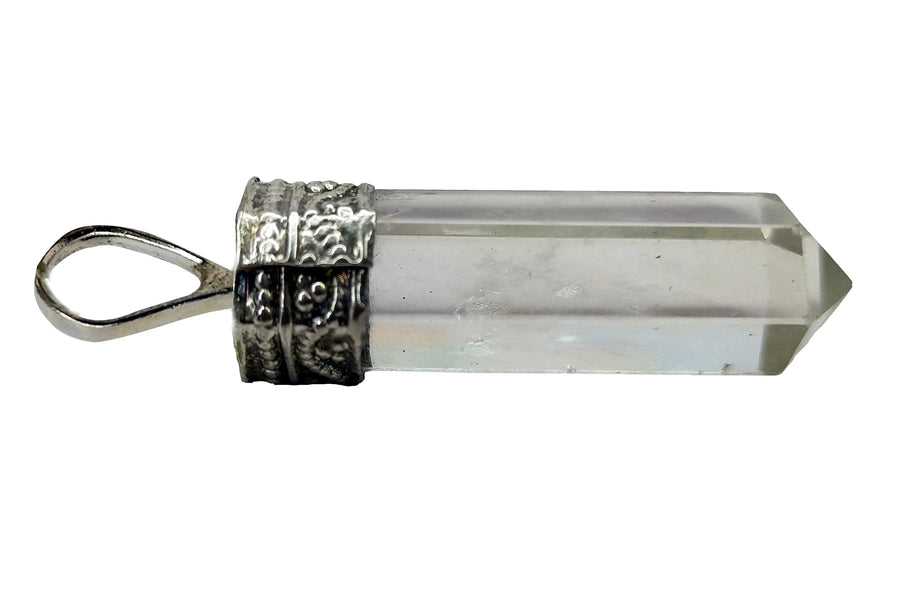 Clear Quartz Crystal Pencil Pendant by Brahmatells