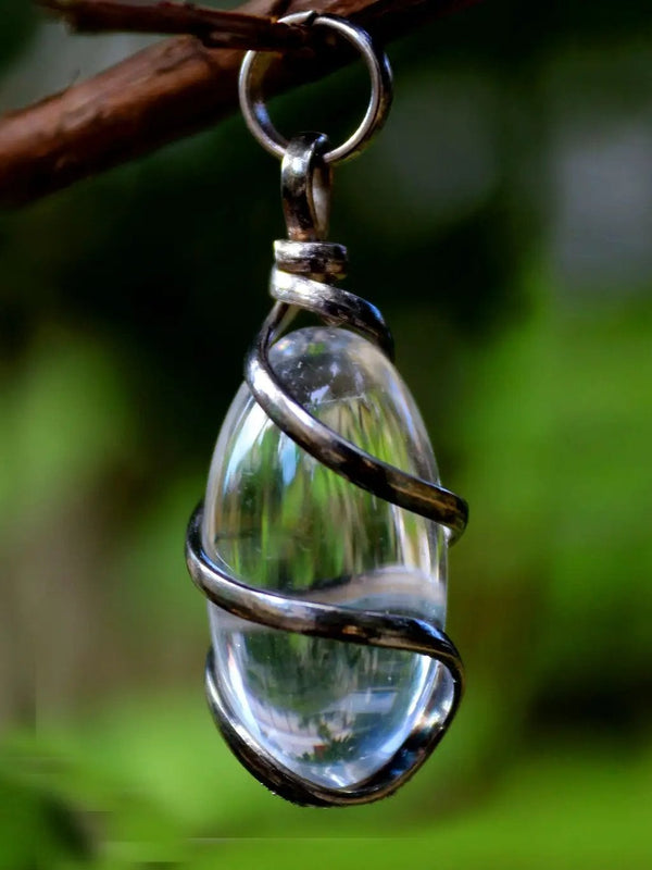Clear Quartz Crystal Shivlingam Pendent by Brahmatells