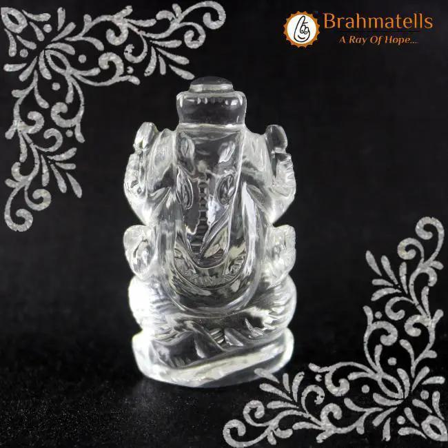 Clear Quartz Ganesha Idol for Prosperity & Protection | Brahmatells by Brahmatells