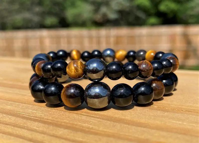 Couples Tiger's Eye & Obsidian Bracelet for Harmony | Brahmatells by Brahmatells