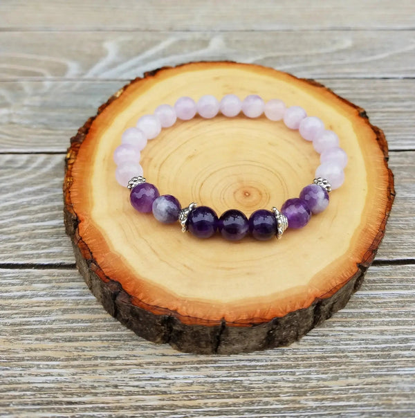 Crown Chakra Healing Bracelet - Amethyst & Quartz | Brahmatells by Brahmatells