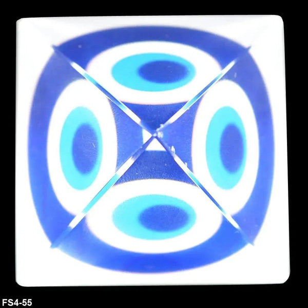 Crystal Evil Eye Glass Pyramid (Clear and Blue, Standard) by Brahmatells