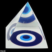 Crystal Evil Eye Glass Pyramid (Clear and Blue, Standard) by Brahmatells