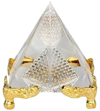 Crystal Glass Pyramid with Golden Stand by Brahmatells