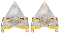Crystal Glass Pyramid with Golden Stand by Brahmatells