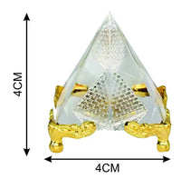 Crystal Glass Pyramid with Golden Stand by Brahmatells