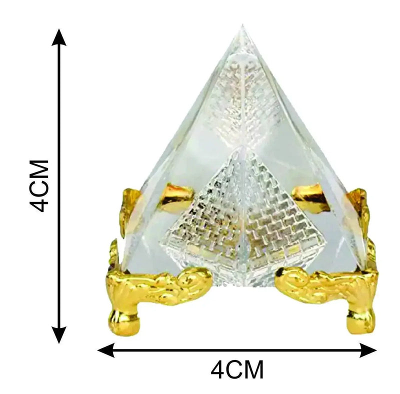 Crystal Glass Pyramid with Golden Stand by Brahmatells