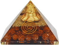 Crystal Pyramid with Shri Yantra and Rudraksha for Spiritual Healing, Meditation, Health & Wealth by Brahmatells