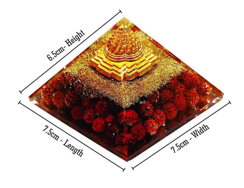 Crystal Pyramid with Shri Yantra and Rudraksha for Spiritual Healing, Meditation, Health & Wealth by Brahmatells