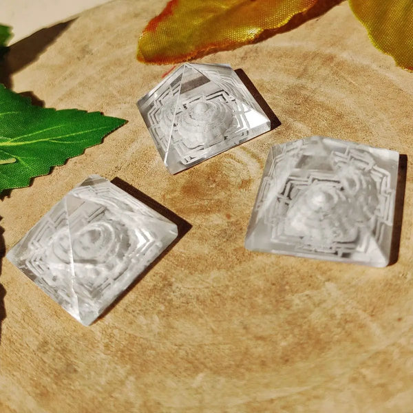 Crystal Sphatik Shree Yantra Pyramid by Brahmatells