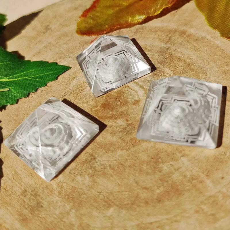 Crystal Sphatik Shree Yantra Pyramid by Brahmatells