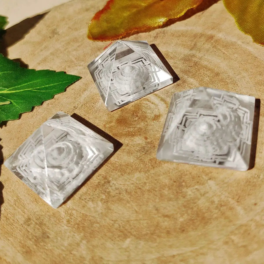 Crystal Sphatik Shree Yantra Pyramid by Brahmatells