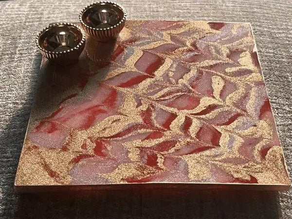 Brahmatells Handmade Resin Pooja Thali with Crystal Rakhi by Brahmatells