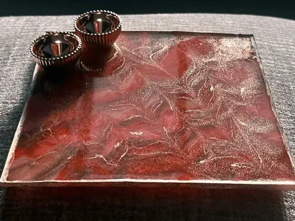 Brahmatells Handmade Resin Pooja Thali with Crystal Rakhi by Brahmatells