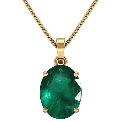 Dark Green Emerald Oval Pendant - Panna's Charm | Brahmatells by Brahmatells