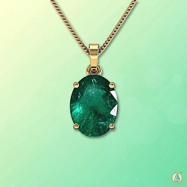 Dark Green Emerald Oval Pendant - Panna's Charm | Brahmatells by Brahmatells
