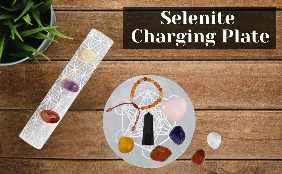 Selenite Charging Plate Flower of Life by Brahmatells